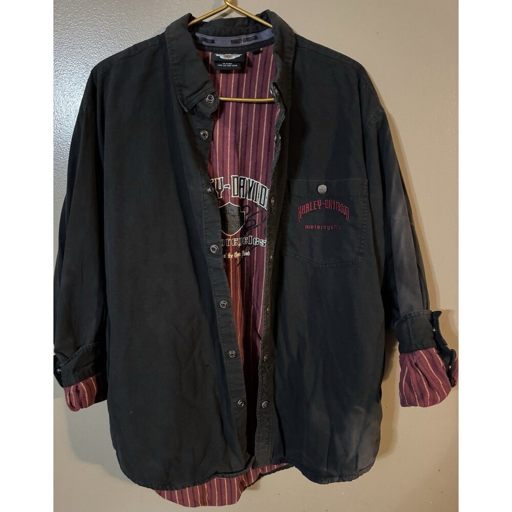 Vtg Harley Davidson “Knights of the Open Road” Snap Button Jacket XL Distressed!